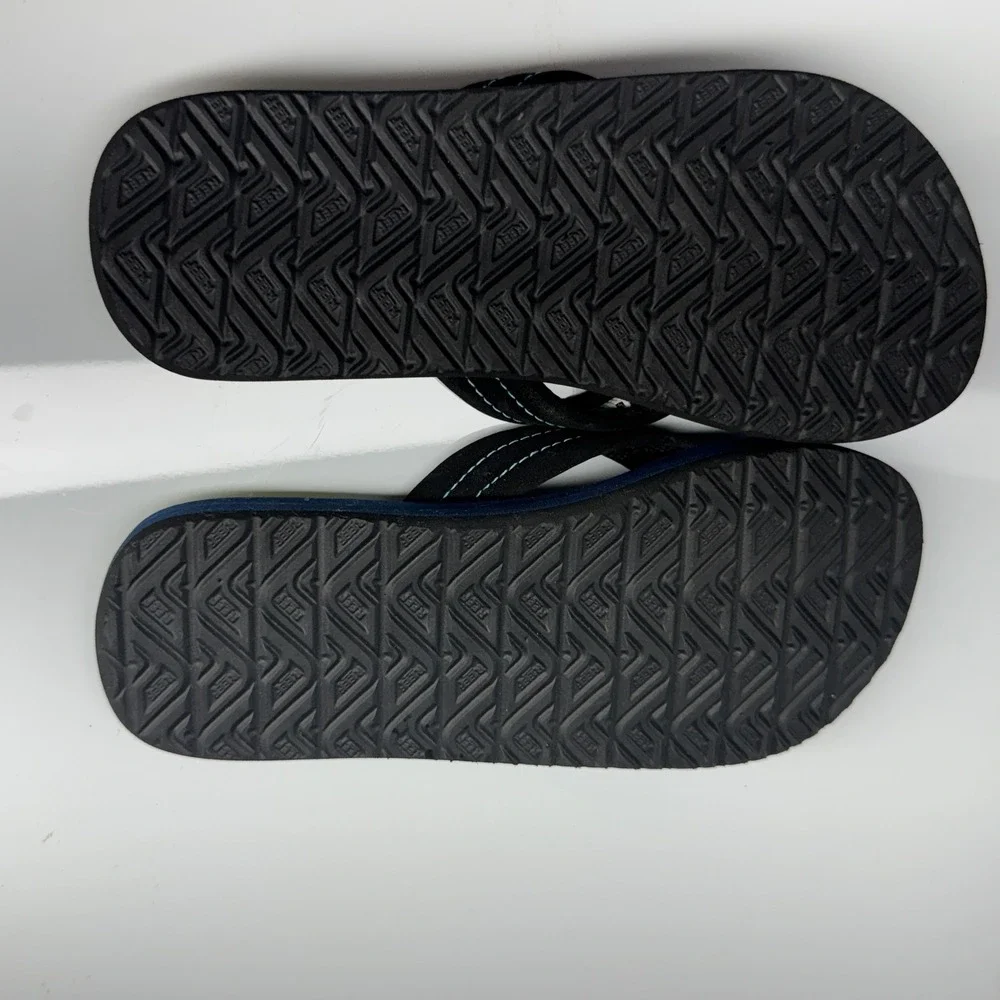 Reef Flip Flops Sandals Youth Kids Size 2/3 Blue‎ Green Stripe Beach Pool